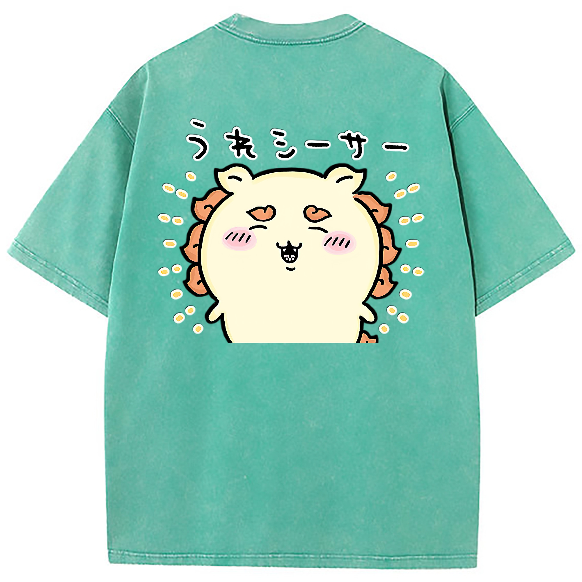 （画像用） ちいかわ シーサー Chii-kawa Shisa 綿100% ヴィンテージ風 半袖Tシャツ（背面プリント）
